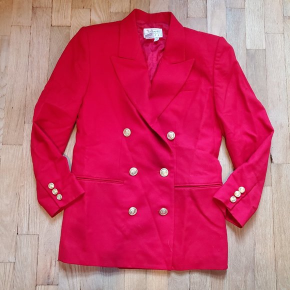 Vintage | Jackets & Coats | Vintage Red Gold Button Double Breasted ...
